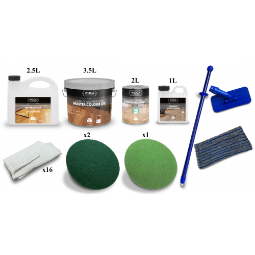 Kit Saving: DC027 (b) Double oiling Element 7 MA natural, dark, nero floor, work with buffing machine 21 to 45m2  (DC)